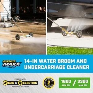 SurfaceMaxx Water Broom 14-in up to 3300-PSI Water broom for Gas and electric pr